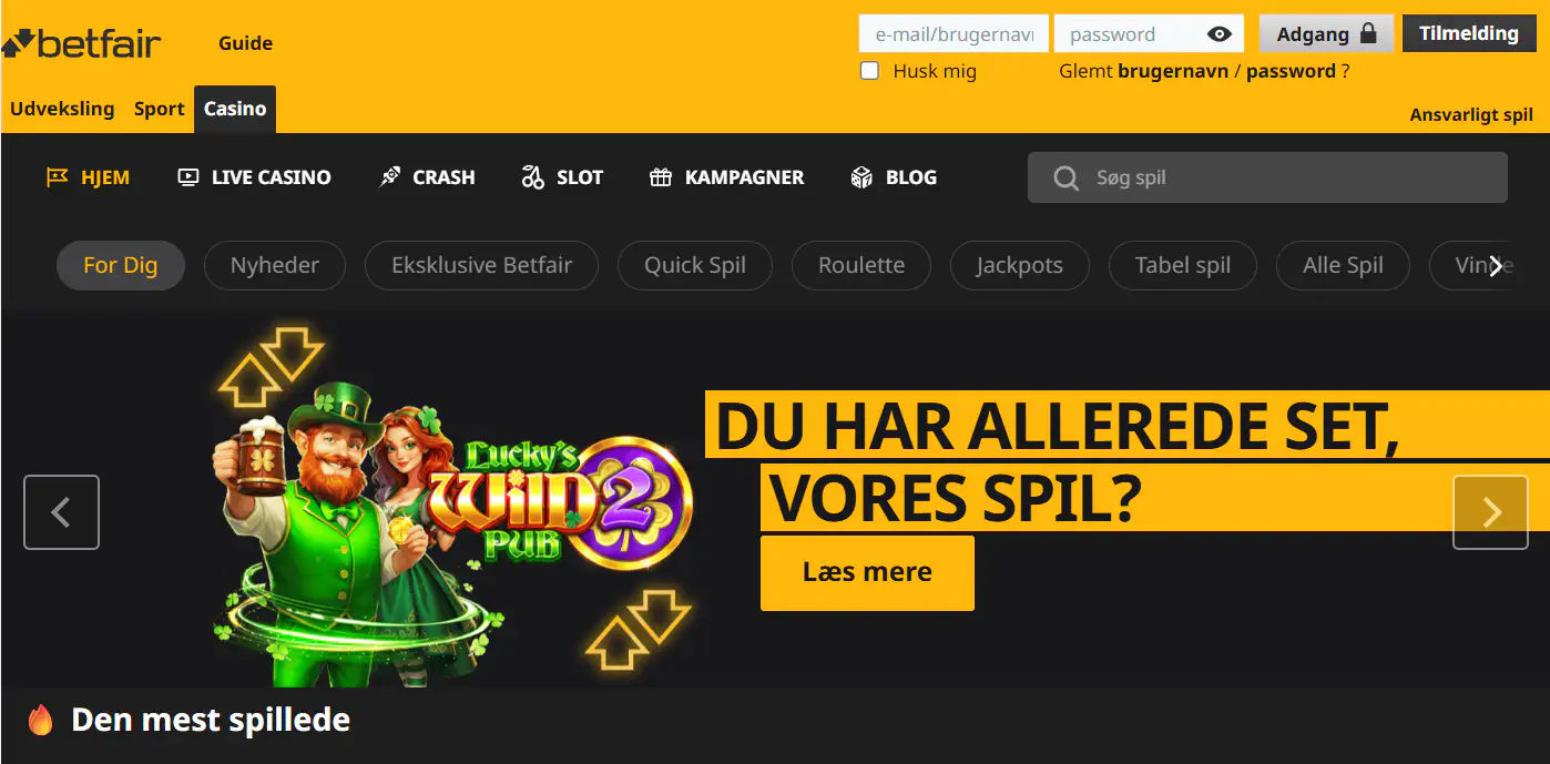 Betfairs danske casinooplevelse med lokal menu